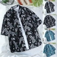 thumbnail image 5 of guisaled Beach Shirts for Men Slim Fit Short Sleeve Casual Dress Shirt Fashion Graphic Tees Shirt Summer Button Dowm Hawaiian Shirts, 5 of 5