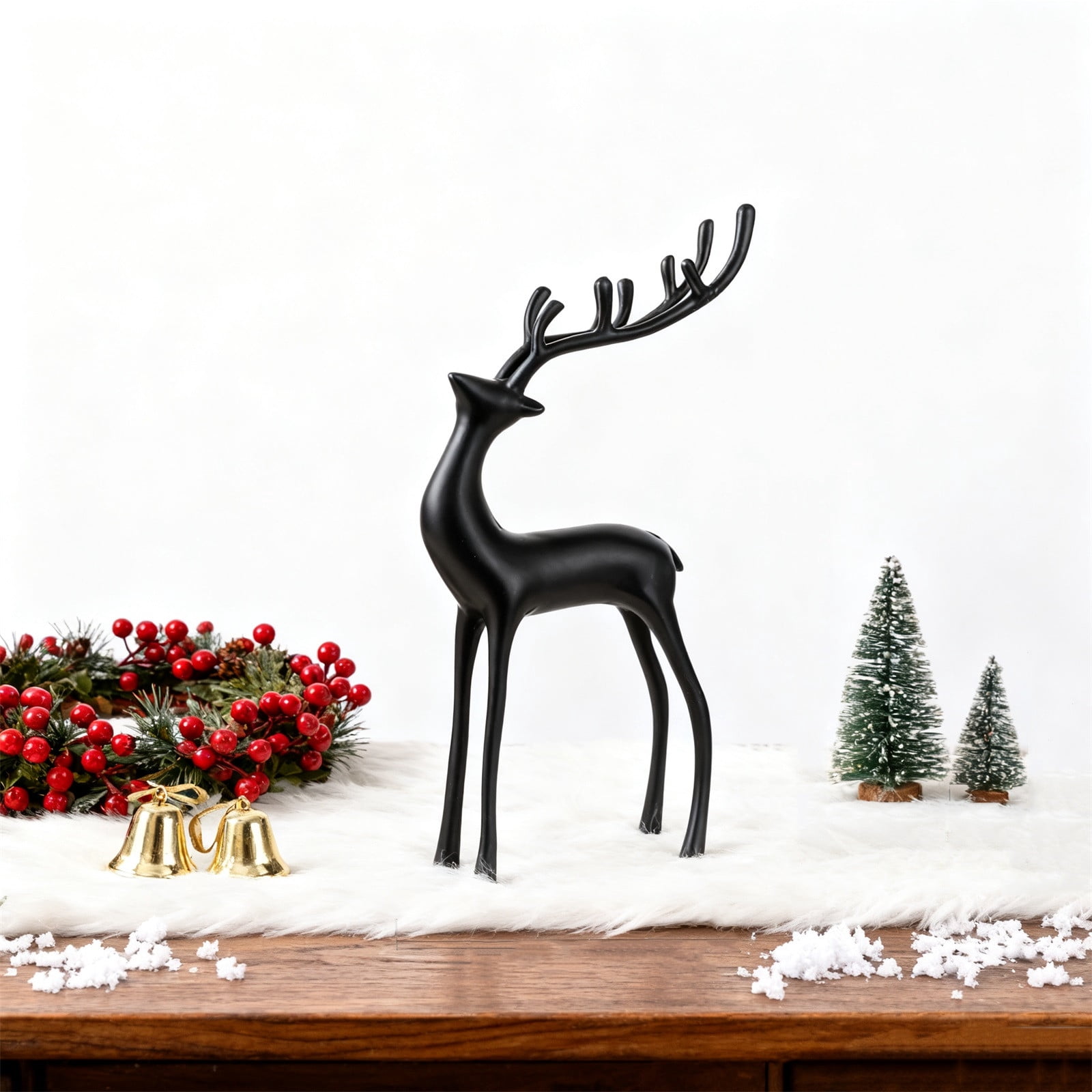 REZUOFI 4 Pcs European Style Faux Deer Statue, Elegant Entryway Decor, Realistic Plastic Animal Sculpture for Indoor Outdoor Garden Patio Home Décor M