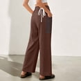 thumbnail image 6 of Tqcoqu Womens Drawstring Casual Pants,Elastic Waist Wide Leg Pants with Large Pockets,A-Brown Women's S-XXL, 6 of 8
