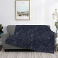 thumbnail image 2 of Honeii Copper-Gold Gloss Outline Navy Dark Blue print throw blanket, crafted from cozy cotton flannel, offers versatile home decor as a bedding suitable for all seasons.-60"x50", 2 of 6