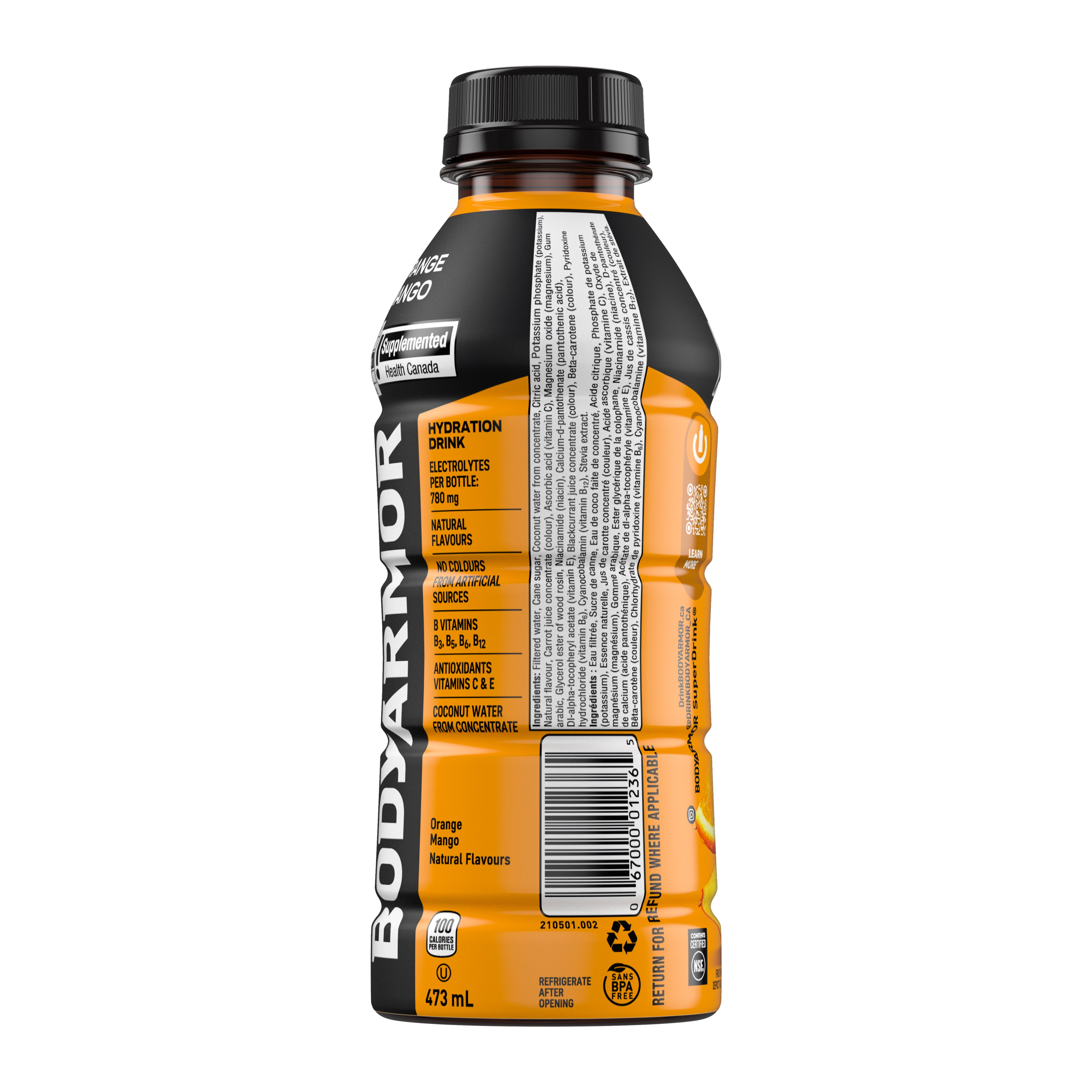 BodyArmor SuperDrink Orange Mango Bottle, 473 mL, BODYARMOR ORANGE MANGO