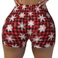 thumbnail image 2 of Balery Snowflakes On A Buffalo Plaid Christmas Printed Workout Shorts for Women Seamless Scrunch Short Gym Yoga Running Sport Active Exercise Fitness Shorts-XX-Large, 2 of 8