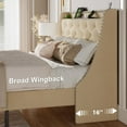 thumbnail image 5 of Feonase Queen Bed Frame with Luxury Wingback and Fast Charging Station,Queen Upholstered Button Tufted Storage Headboard Platform Bed,Sturdy Wooden Slats Support,Noise-Free,Easy Assembly, Beige, 5 of 7