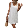 thumbnail image 2 of Jaimenalin Women'S V-Neck Summer Casual Beach Dress Vacation Sleeveless Sundress White Small Flowers L, 2 of 9