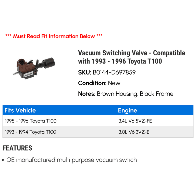 Vacuum Switching Valve - Compatible with 1993 - 1996 Toyota