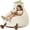 Beige, variant on Simple Deluxe 2 ft Kids Bean Bag Chair, Faux Rabbit Fur Round Sofa with Handle and Washable Cover, Rose
