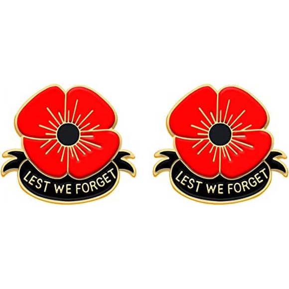 Jinsinto Red Metal Poppy flower Pins Brooch Handmade craft enamel flower Lest We Forget for Women Men Veterans Day Memorial Day Remembrance Day Gifts Clothing Accessories lapel pin (2pc