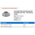 thumbnail image 2 of Front Brake Rotor and Hub Assembly - Compatible with 1968 - 1969 Mercury Cougar, 2 of 2