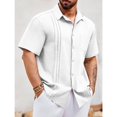 thumbnail image 2 of Summer Men Shirt Guayabera Short Sleeved Button Up Beach Shirt, 2 of 5