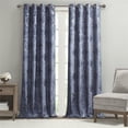 thumbnail image 3 of SunSmart Amelia Polyester Knitted Jacquard Grommet Top Curtain Panel in Navy, 3 of 15