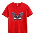 thumbnail image 4 of ZACPNCV Kids Boys Girls USA Letter Print Tees Short Sleeve Crewneck Holiday Tops Patriotic Graphic Shirts Loose Independence Day Clothes Red 5-6 Years, 4 of 5