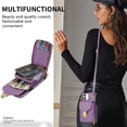 thumbnail image 4 of Allytech Wallet Case for iPhone 11, [Large Capacity] Wallet Case with Card Slots & Zipper Pocket, Premium PU Leather Metal Snap Kickstand Shockproof Case with Shoulder Strap, Purple, 4 of 8