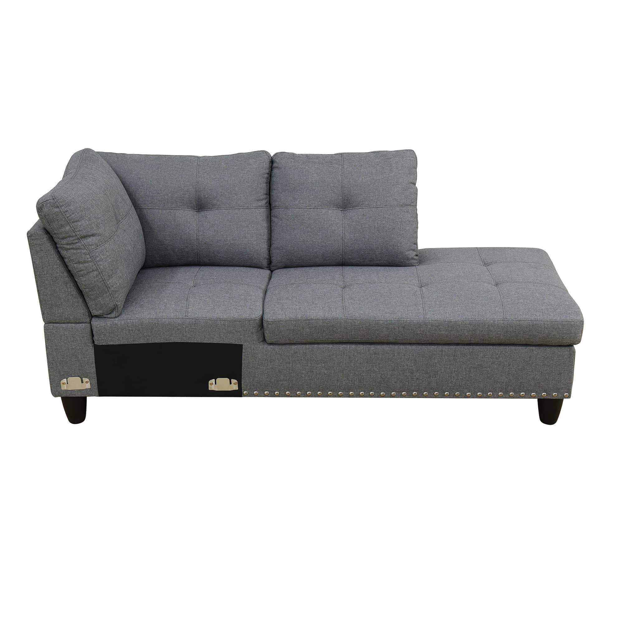 MAYEERTY 97.5" Sectional Sofa with L-Shape Chaise, 3-Piece Linen Sofa Couch for Living Room, Grey