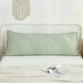 thumbnail image 2 of Move Over Sage Green Body Pillow Cover 20x54 inches Boho Chic Pom Poms Fringe Pattern Body Pillowcase 100% Washed Microfiber, 2 of 8