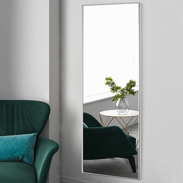 NeuType 65" x 22" Silver Full Length Mirror with Stand Floor Mirror