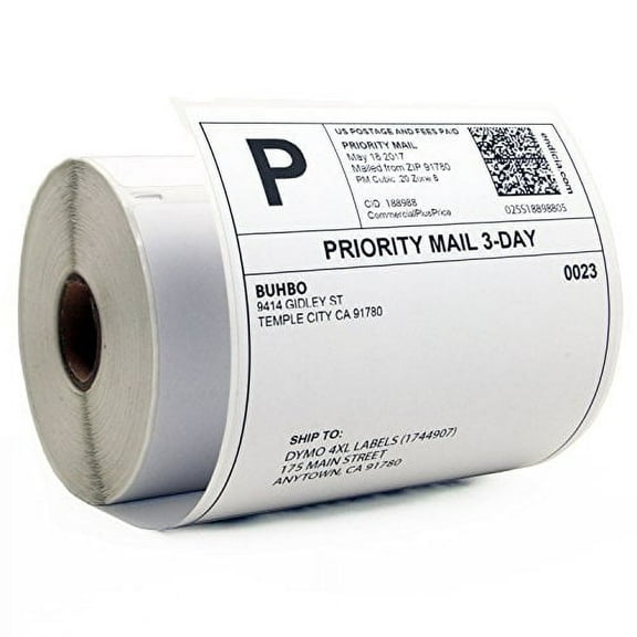 Buhbo DYMO 4XL Compatible 4" x 6" Shipping Label 1744907, White (220 Per Roll)