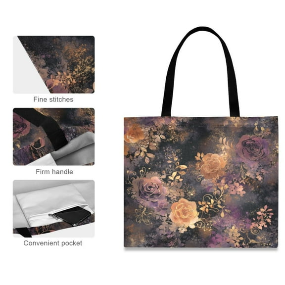 Canvas Tote Bag for Women Girls Design Print Ethereal Roses Tote