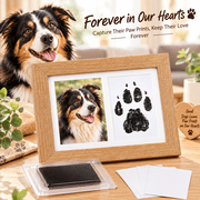 Paw Print Kit for Dogs, Cat or Dog Paw Print Kit, Pet Memorial Wooden Picture Frame for Personalized Gifts with Clean Touch Inkless Pad, Natural Wood