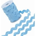 thumbnail image 1 of Cinta de 12.5 yardas de cinta zigzag de poliéster, flecos ondulados de 1/2 pulgada, color azul celeste claro, cinta zigzag en forma de S, encaje tejido con carrete, 1 of 9