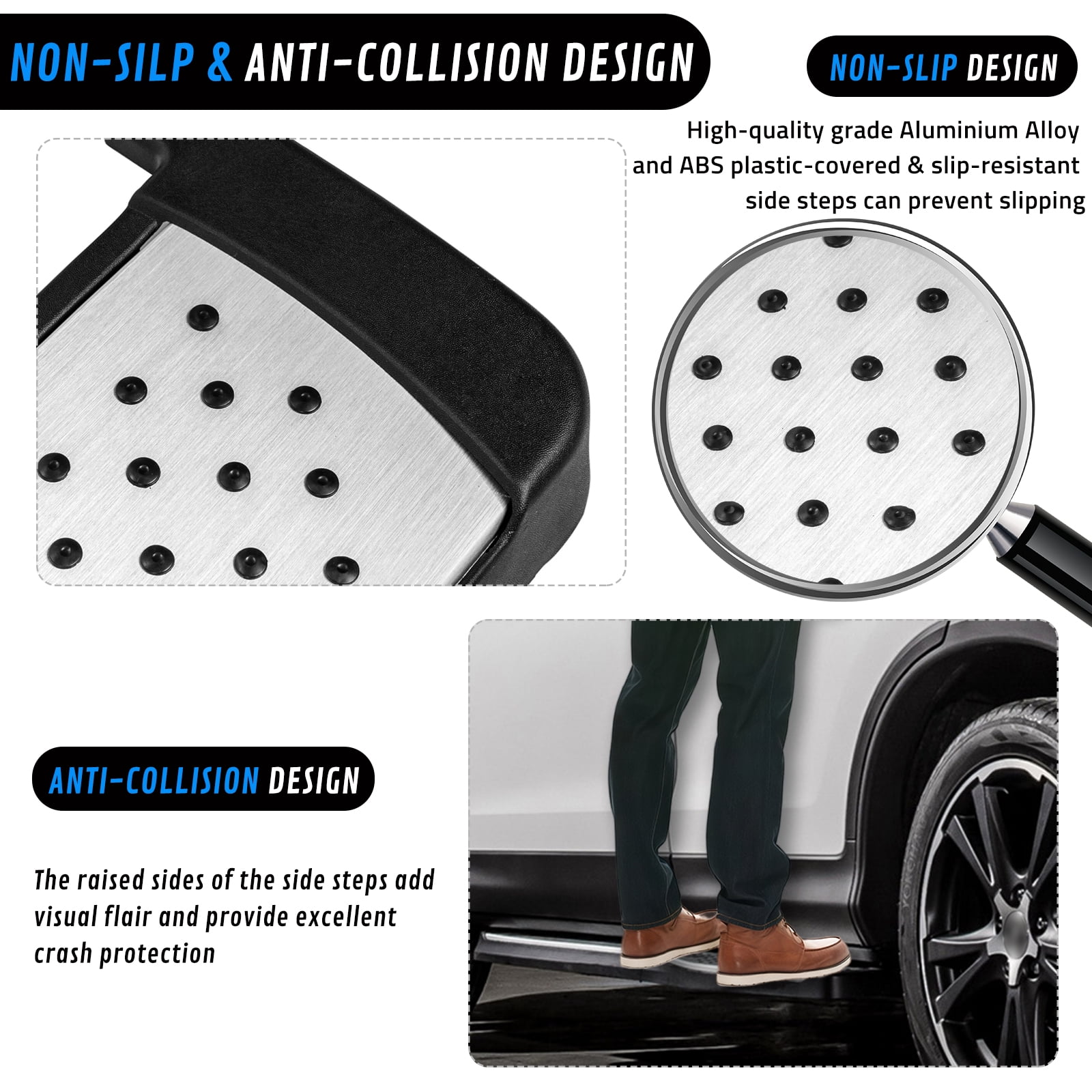Running Board Compatible with 2012-2016 Honda CR-V, Aluminum Side Step Rail Nerf Bars, Silver