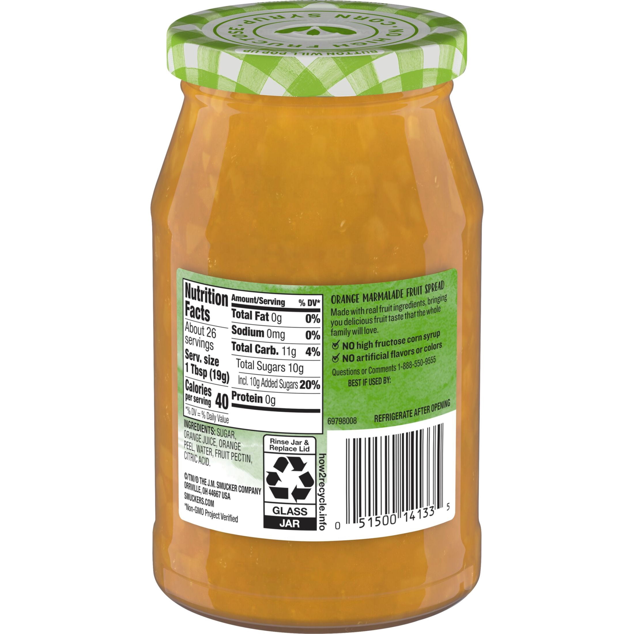 (8 pack) Smucker's Natural Orange Marmalade Fruit Spread, 17.25 oz