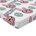 thumbnail image 2 of Ambesonne Emoji Fitted Sheet, Spring Easter Eggs Rabbits, King Size, White Pale Pink Seafoam, 2 of 3