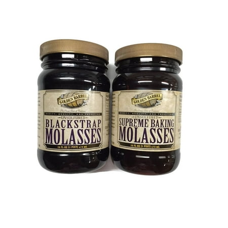 Golden Barrel Blackstrap Molasses & Supreme Baking Molasses, 16 Oz. Wide Mouth Jars [1 of