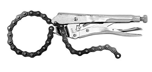 9 Inch Locking Chain Clamp, Heavy Duty Chain Vise Grip, Locking Chain Pliers Chain Vise Wrench for Any Shaped Objects, Sliver