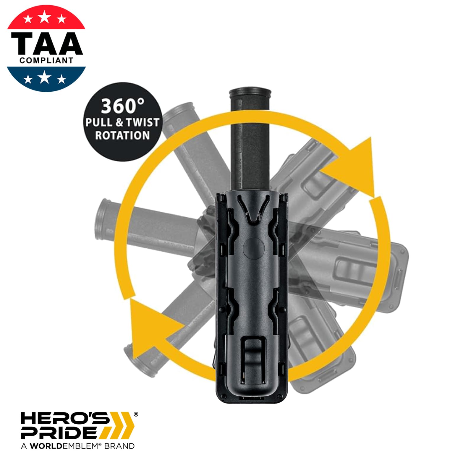 Hero’s Pride Edge Baton or Flashlight Pouch – Rotating Universal Fit, MOLLE & Belt Compatible
