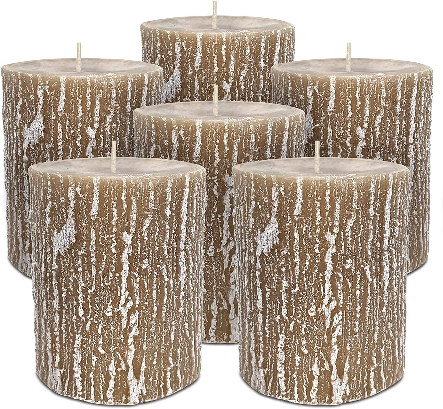 Hyoola 2 5 X 3 5 Inch Unscented Dripless Timberline Rustic Pillar Candles Sahara 6 Pack Walmart Com