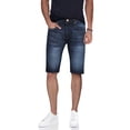 thumbnail image 1 of Men's Flex Stretch Slim Skinny Fit Casual Denim Jeans Shorts, Dark Blue (Heavy Stitch Detail), Size 36, 1 of 3