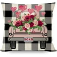 thumbnail image 5 of Valentines Pillow Covers 18x18 Set of 4, Valentines Day Pillow Covers Valentine Day Decoration, Black Buffalo Plaid Check Pink Truck Flower Red Rose Heart Decor Throw Pillows, 5 of 6
