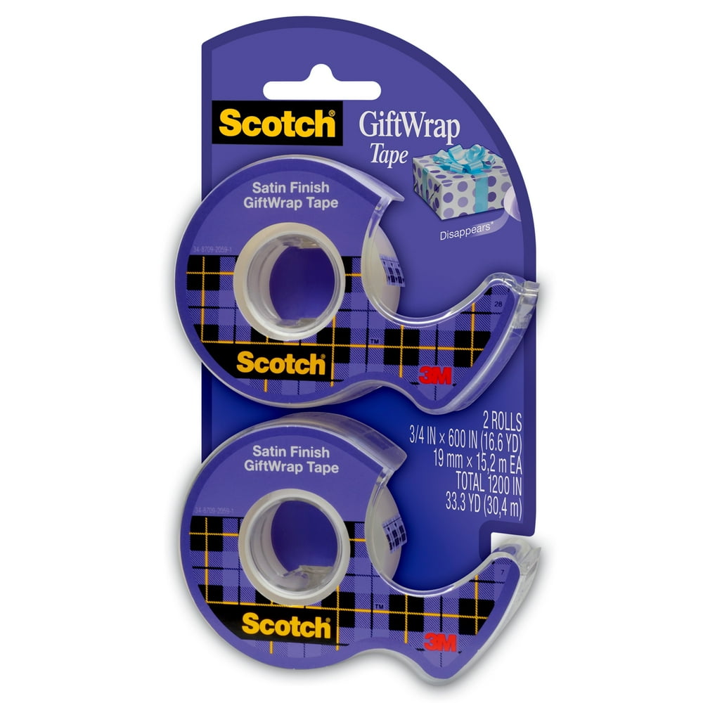 Scotch Gift Wrap Tape, 3/4 in. x 600 in., 2 Dispensers