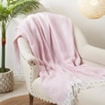 thumbnail image 2 of Fennco Styles Faux Mohair Herringbone Throw Blanket 50" W x 60" L – Pink Cozy Fringe Blanket for Home, Couch, Bedroom, Living Room, Office, and Holiday Décor, 2 of 4