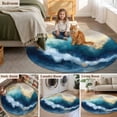 thumbnail image 5 of Round Rugs 3Ft, Teal Blue Ombre Round Area Rug Washable Indoor Throw Carpet, Modern Oil Painting Art Abstract Small Non Slip Circle Rug for Bedroom Living Room Home Decor Aesthetic, 5 of 8