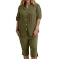 thumbnail image 5 of Dianli Gifts Two Piece Sets for Women Summer Casual Two Piece Set Short Sleeve Shirt and Shorts Lounge Outfit for Everyday Wear Brown L, 5 of 8