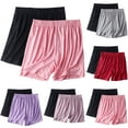 thumbnail image 3 of UYISJ Shorts for Women 2PC Plus Size Elastic Waist Boxer Shorts Pj Sleep Shorts Wide Leg Summer Soft Modal Comfy Pajama Lounge Shorts Pink L, 3 of 4