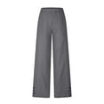 thumbnail image 6 of Dazajoo Womens Cotton Linen Pants with Pockets Side Slit Elastic Waist Jogger Pants Summer Solid Color Lightweight Beach Pants Holiday Deals,Gray,L, 6 of 8