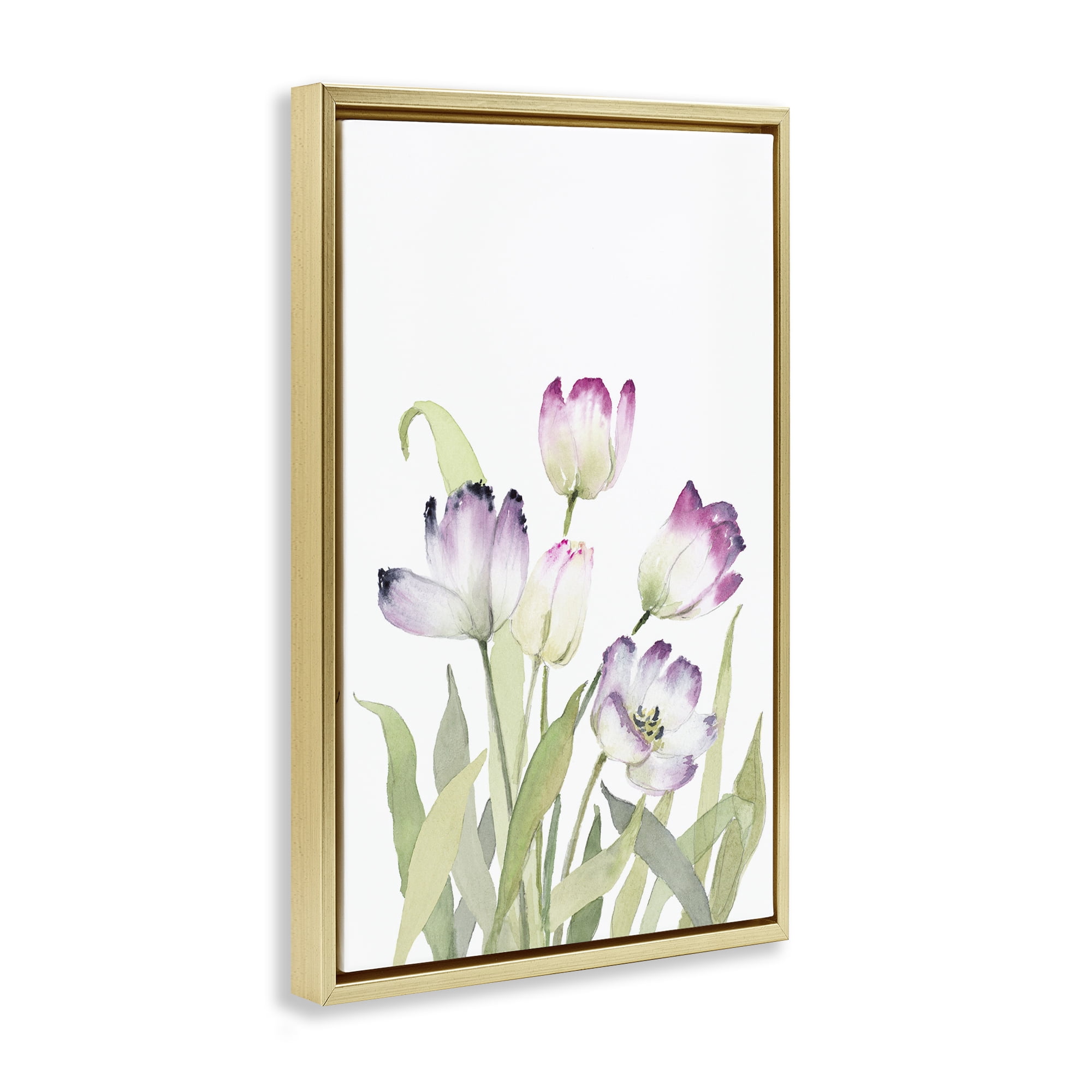 Stupell Industries Fresh Garden Tulips Botanical & Floral Painting Gold Floater Framed Art Print Wall Art, 17 x 25