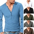 thumbnail image 3 of Mens Casual Henley Shirts Retro Long Sleeve Tee T-Shirt Pullover Top Blouse, 3 of 11