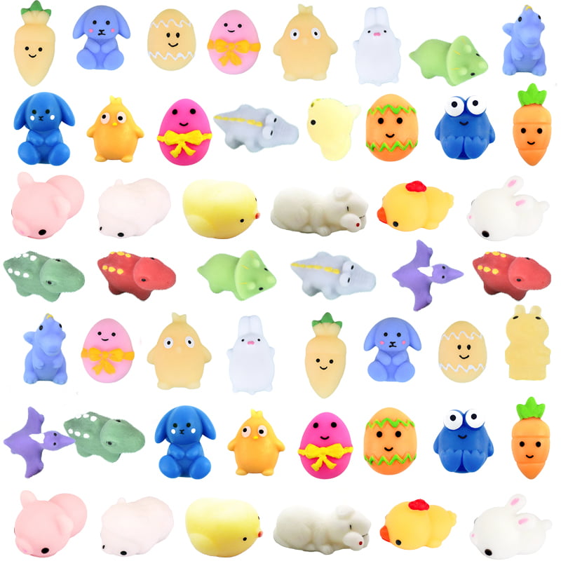 50 Pcs Mochi Squishies Kawaii Squishy Toys Easter Party Favors Animal Squishies Stress Relief Toys Birthday Gifts for Boys & Girls Random 