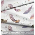 thumbnail image 2 of Soimoi Pink Velvet Fabric Leaves & Feather Printed Craft Fabric by the Yard 58 Inch Wide, 2 of 3
