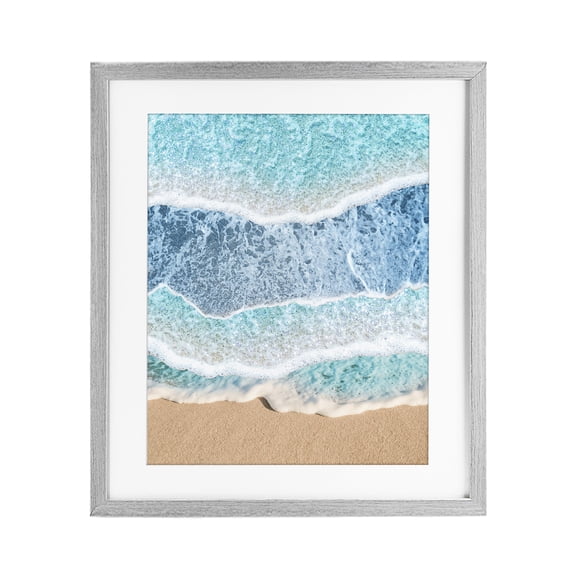 Stupell Industries Contemporary Overlapping Shore Waves Gray Framed Print Under Glass, 17 x 21, by Jesse Keith