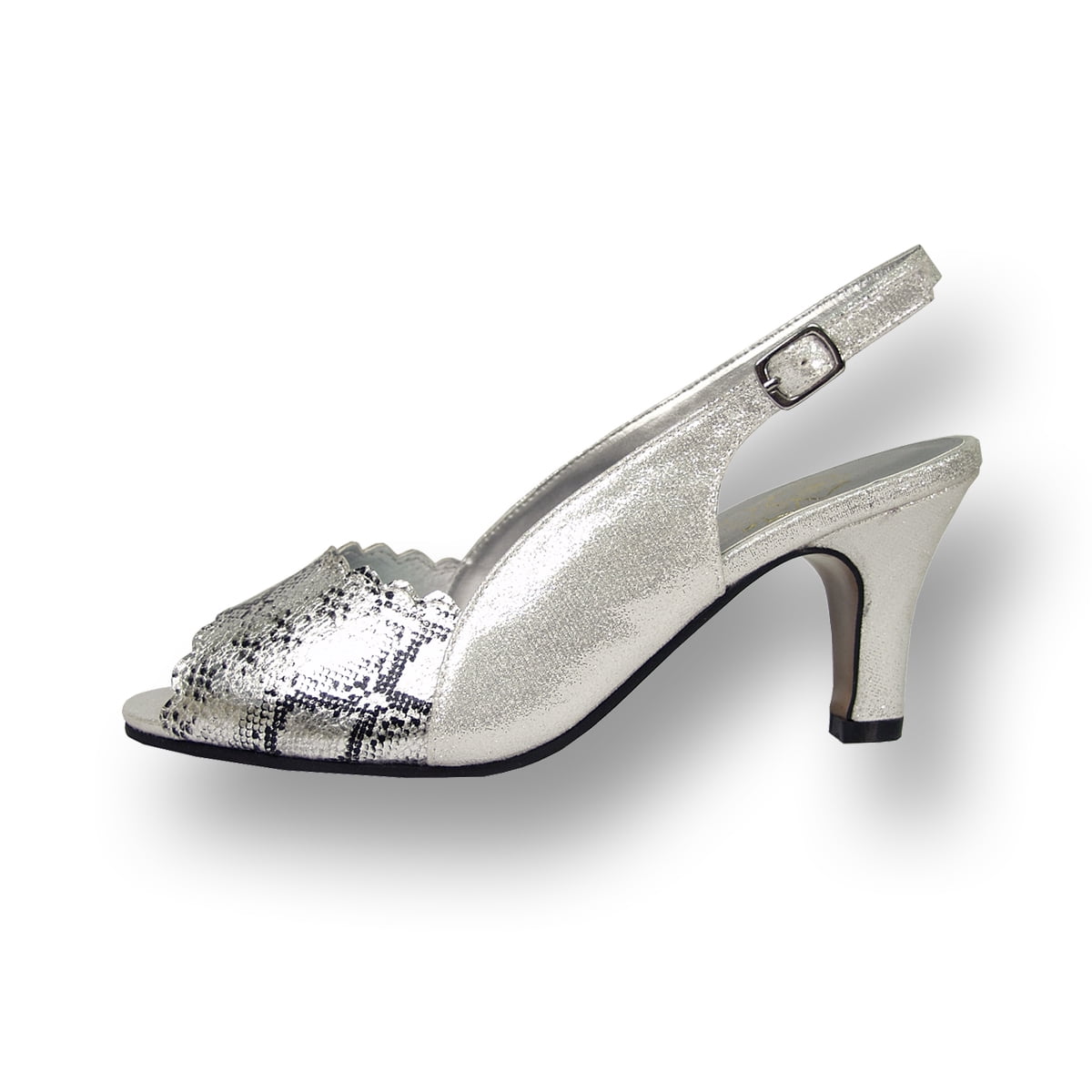 FLORAL Corina Women's Wide Width Two Tone Metallic Snake Front Dress Slingback SILVER 9