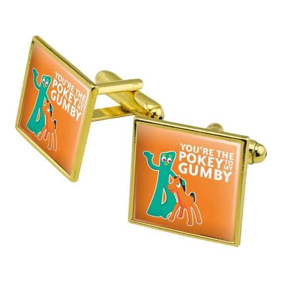 You're The Pokey To My Gumby Best Friends Square Cufflink Set - Silver or Gold