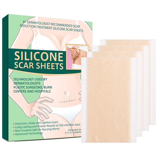 4 láminas de silicona para eliminar cicatrices, almohadillas reductoras para eliminar estrías, acné y cicatrices.