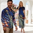 thumbnail image 2 of Chririnla Statue of Liberty Couple Matched Clothes 4th of July Outfit American Flag Bodycon Dress for Women,Patriotic Shirts for Men,Couples Tropical Sets Memorial Day Matching Sets, 2 of 6