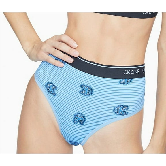 Calvin Klein Women's Ck One High-Waist Thong Underwear QF5745, Blue, Size Small