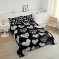 thumbnail image 4 of Heart Full Down Comforter Black Love Heart Bedding Sets,Geometric Line Decor Comforter Set Cute Heart Bed Set Teens, 4 of 7