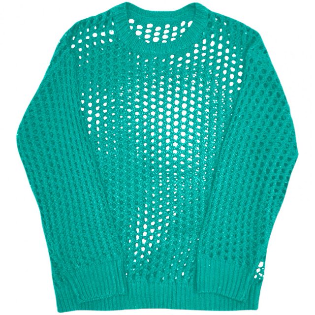 Top calado de malla para hombre, Color sólido, cuello redondo, ropa holgada de manga larga para discoteca, Jersey elástico transparente de Hip Hop, Top de fiesta